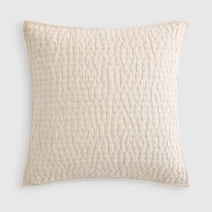 NWOT QUINCE European Linen Cotton Stitch Quilted Euro Sham Natural 4230